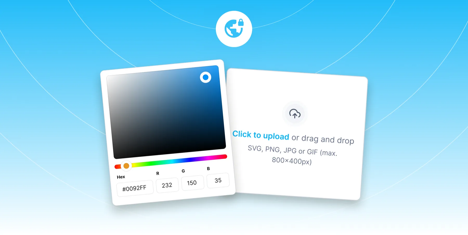 Add your branding: pick your colors and upload your logo