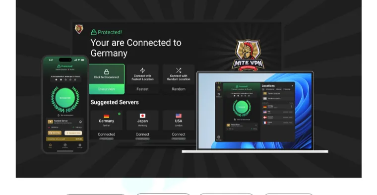 Mite VPN app screenshots